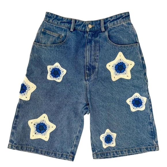 Denim Shorts with Star Patches